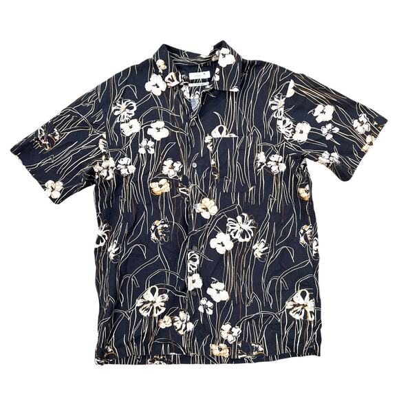 Closed | Men's Short Sleeved Button Down Shirt Hawaiian Motif Black Size Small - Picture 2 of 8